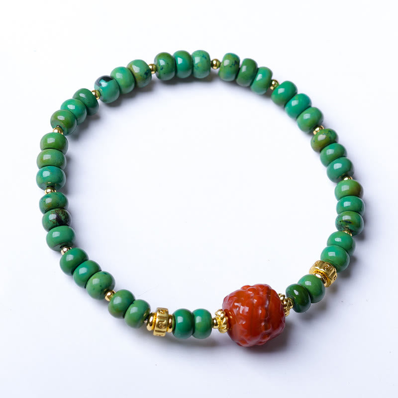Buddha Stonesチベットターコイズビーズ南赤瑪瑙蓮華バランスブレスレット - image 10