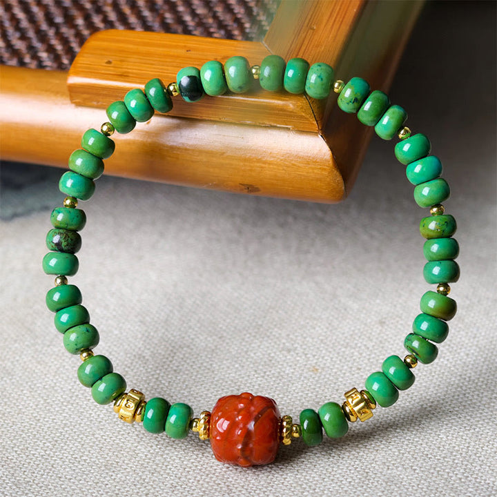 Buddha Stonesチベットターコイズビーズ南赤瑪瑙蓮華バランスブレスレット - image 9