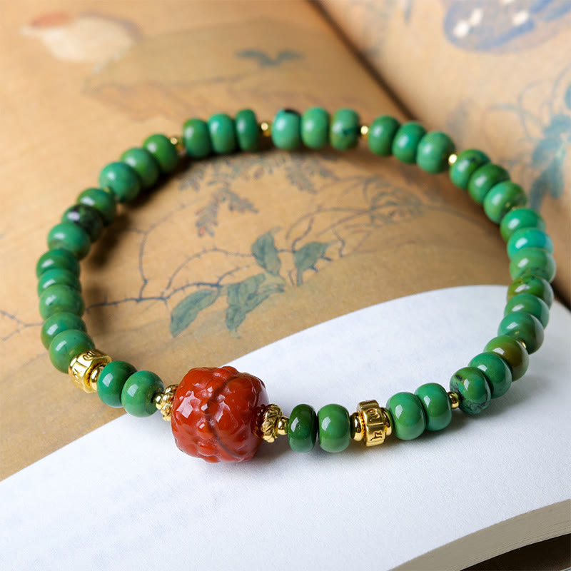 Buddha Stonesチベットターコイズビーズ南赤瑪瑙蓮華バランスブレスレット - image 5