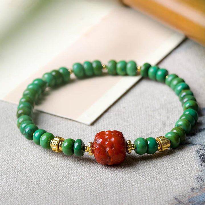 Buddha Stonesチベットターコイズビーズ南赤瑪瑙蓮華バランスブレスレット - image 4