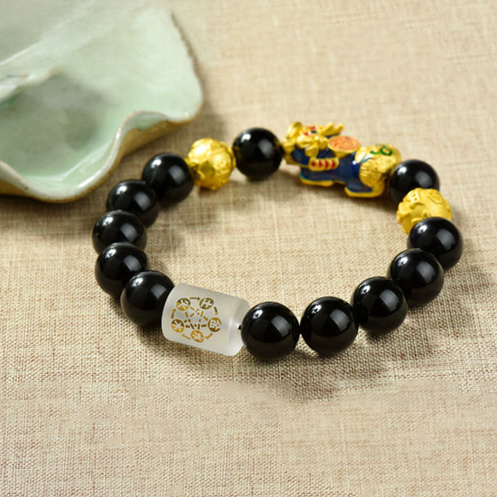 Buddha Stones風水 銅製PiXiu黒曜石 ビーズ開運財運ブレスレット - image 2