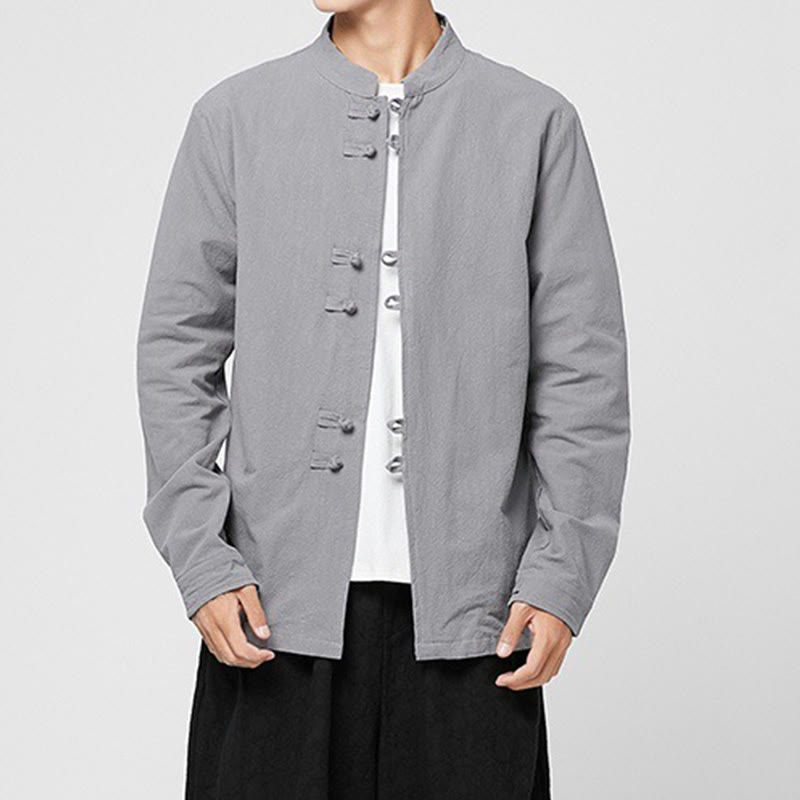 Buddha Stones メンズ フロッグボタン ドラゴン柄 カフス コットン 長袖シャツ - ダークグレー - US/UK/AU46、 EU56 (5XL) - image 19