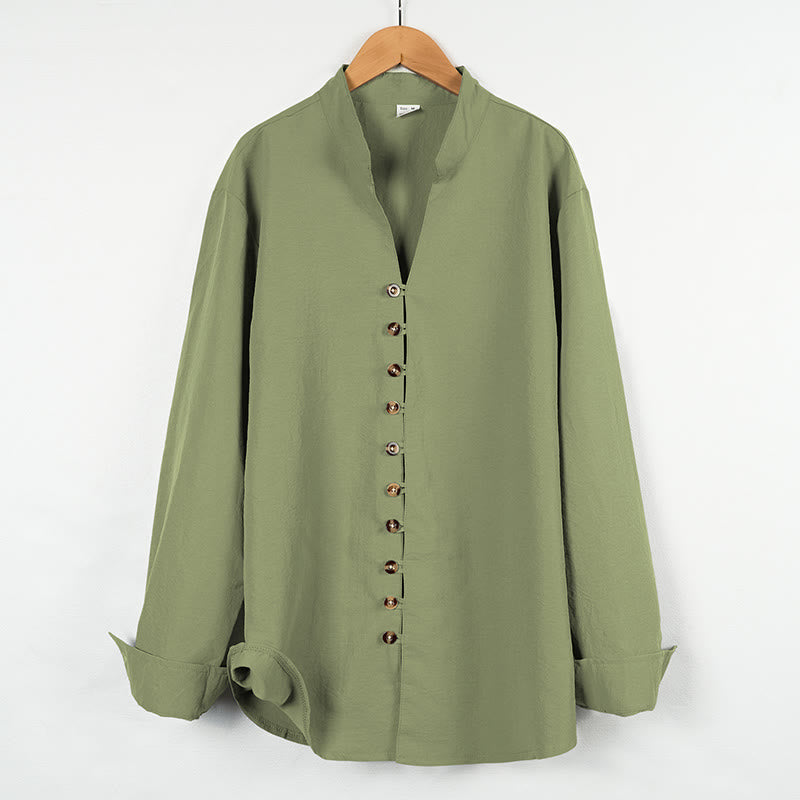 Buddha Stones無地ボタン秋長袖メンズシャツ - ダークシーグリーン - US/UK/AU46、 EU56 (3XL) - image 19