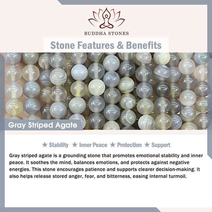Buddha Stonesラグドールキャット グレーストライプアゲートカルセドニーサポートブレスレット - image 8