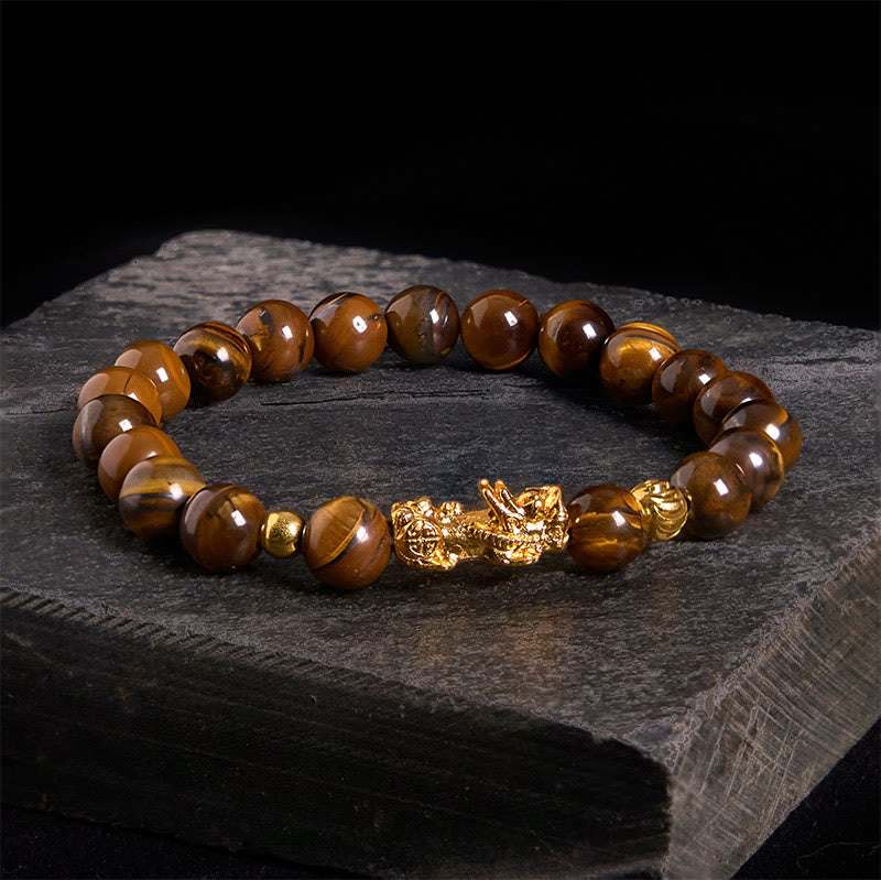 Buddha Stones各種カラータイガーアイビーズPiXiu富勇気ブレスレット - イエロータイガーアイ（手首周り：17～19cm） - image 1