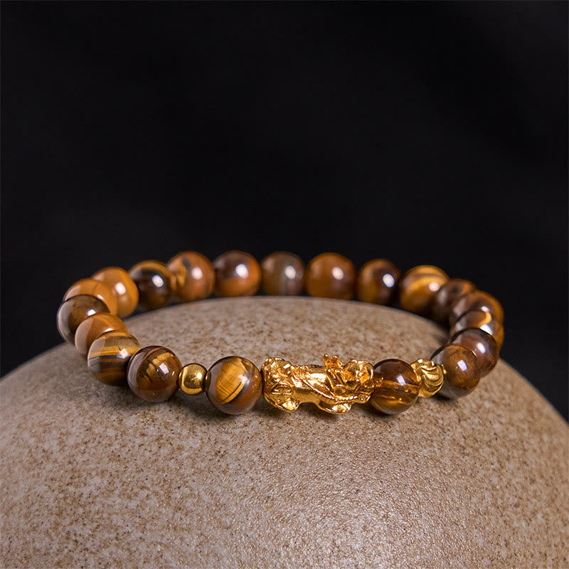Buddha Stones各種カラータイガーアイビーズPiXiu富勇気ブレスレット - image 2