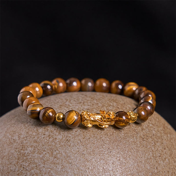 Buddha Stones各種カラータイガーアイビーズPiXiu富勇気ブレスレット - image 2