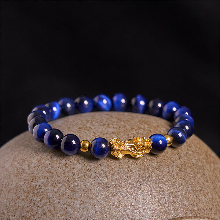 Buddha Stones各種カラータイガーアイビーズPiXiu富勇気ブレスレット - image 8
