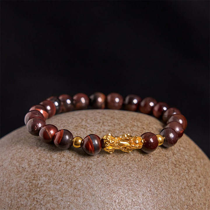 Buddha Stones各種カラータイガーアイビーズPiXiu富勇気ブレスレット - image 17