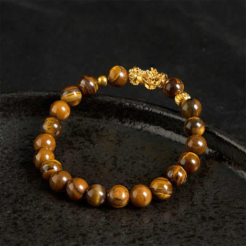 Buddha Stones各種カラータイガーアイビーズPiXiu富勇気ブレスレット - image 3