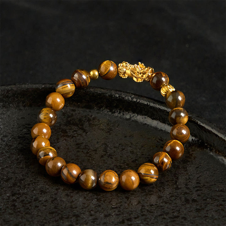 Buddha Stones各種カラータイガーアイビーズPiXiu富勇気ブレスレット - image 3