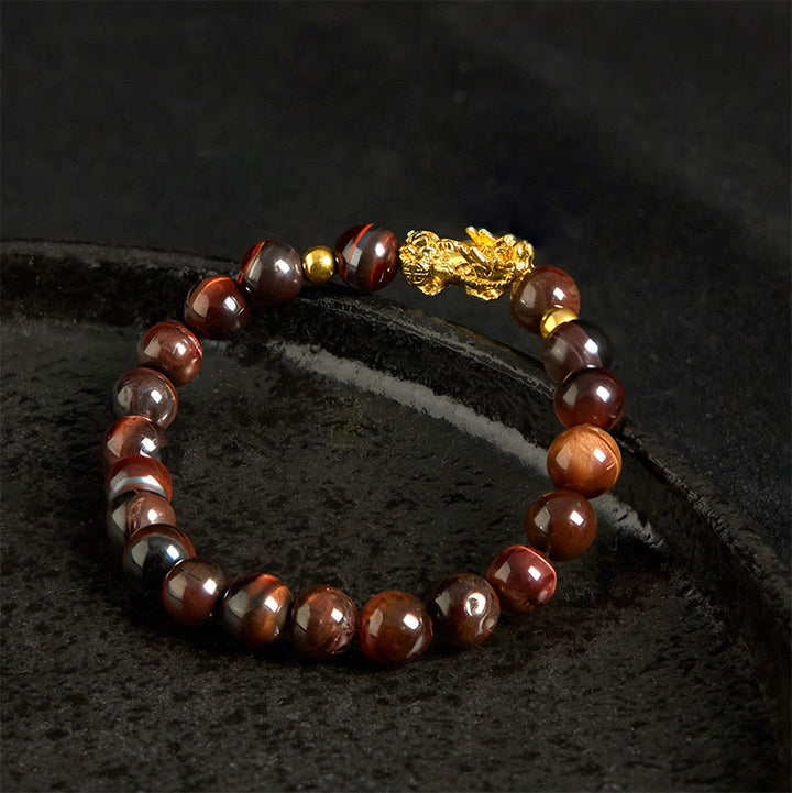 Buddha Stones各種カラータイガーアイビーズPiXiu富勇気ブレスレット - image 18