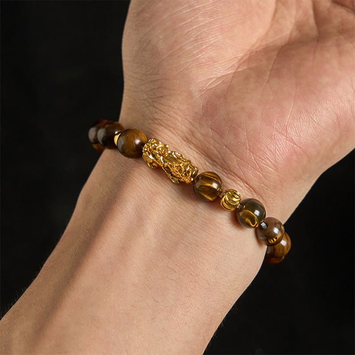 Buddha Stones各種カラータイガーアイビーズPiXiu富勇気ブレスレット - image 4