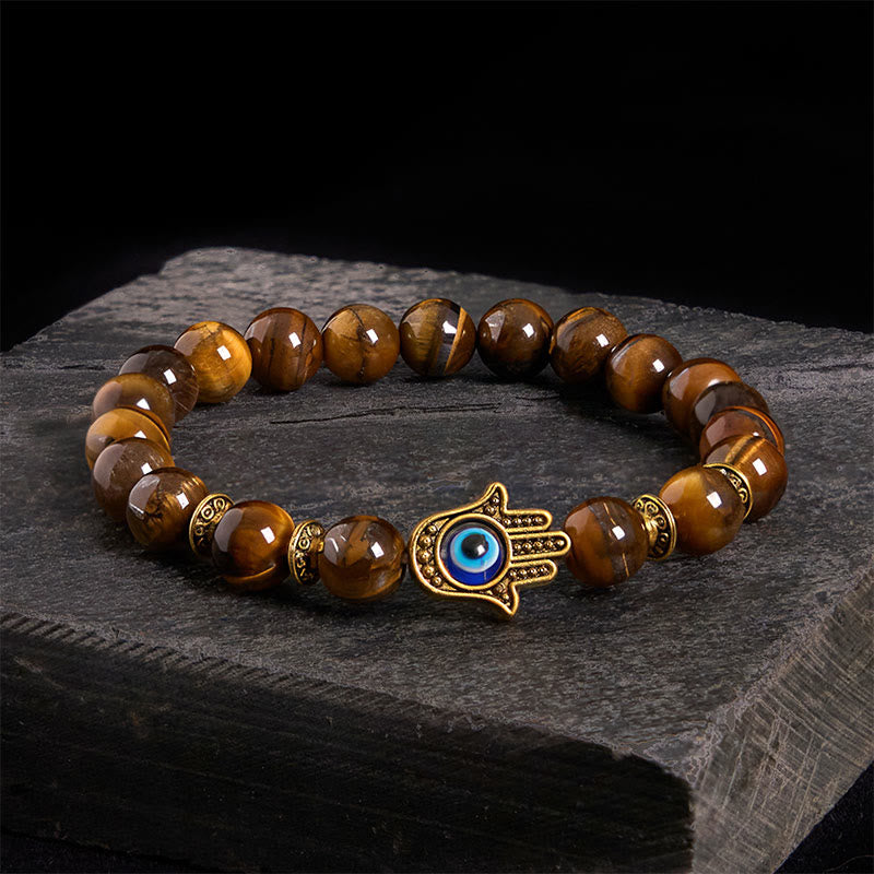 Buddha Stonesタイガーアイビーズ邪眼勇気ブレスレット - タイガーアイ（手首周り：17～19cm） - image 1