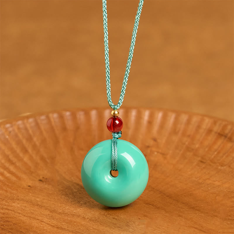 Buddha Stones平和のお守りチャームバックル ロープ バランスネックレス ペンダント - ターコイズ - image 1