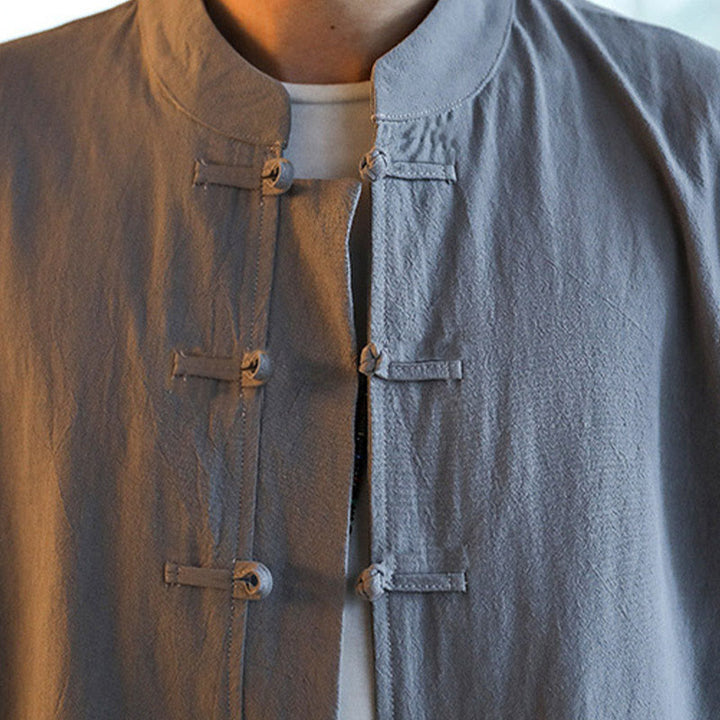 Buddha Stones 2点セット 禅唐装 メンズ カエルボタン 長袖 シャツ パンツ セット ポケット付き - image 9