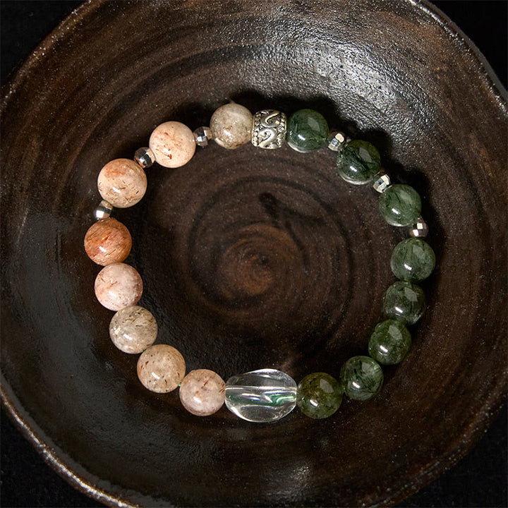 Buddha Stones天然グリーンルチルクォーツ スーパーセブン クリスタル開運財運ブレスレット - image 3