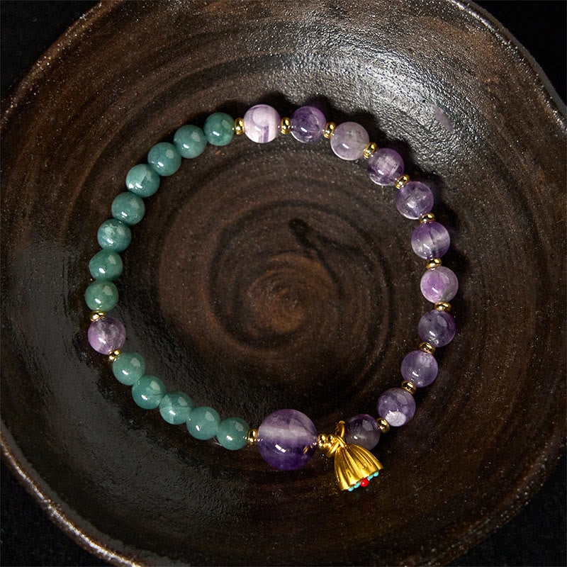Buddha Stones天然ロータスアメジスト翡翠バランスブレスレット - image 3