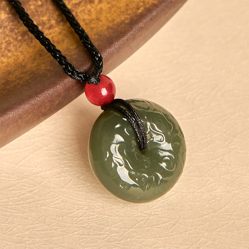 Buddha Stones平和のお守りチャーム縁起の良い雲 シアン翡翠ネックレス 幸運のペンダント - image 2