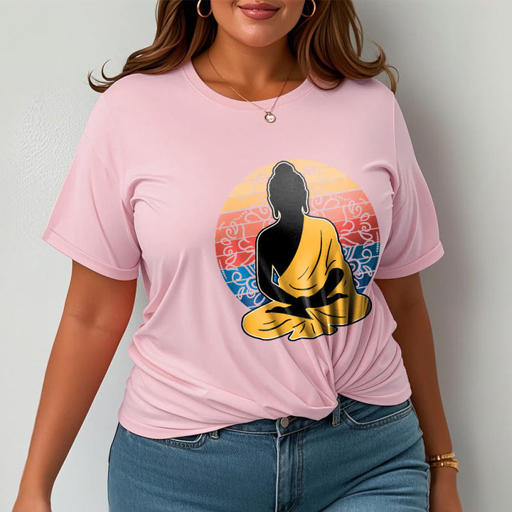 Buddha Stonesカジュアルカラフル瞑想仏陀柄コットンTシャツ - image 14