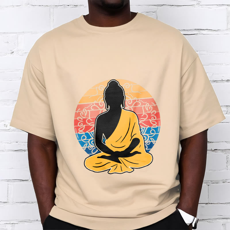 Buddha Stonesカジュアルカラフル瞑想仏陀柄コットンTシャツ - image 10