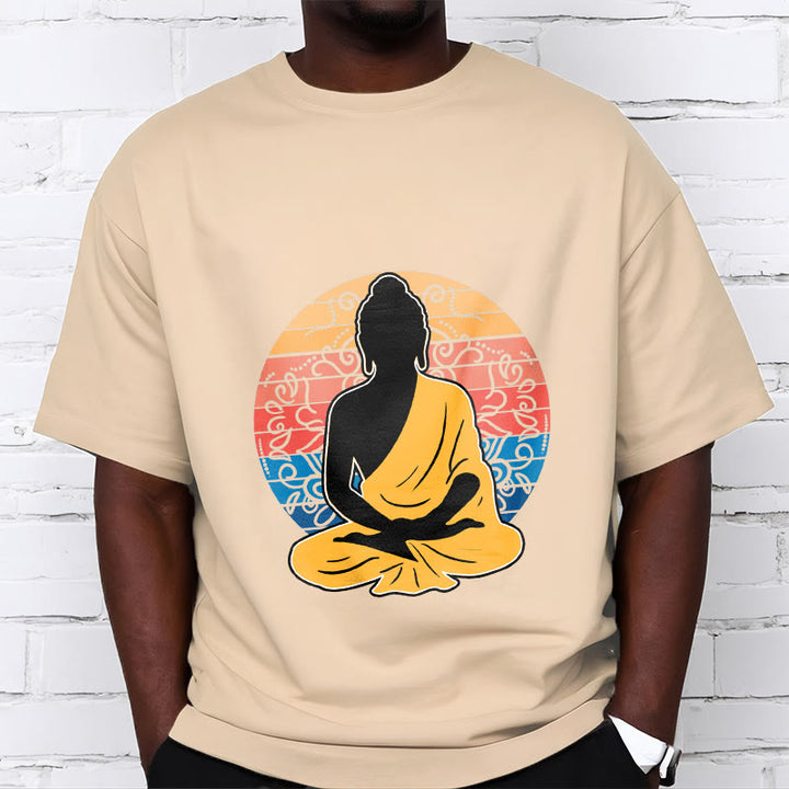 Buddha Stonesカジュアルカラフル瞑想仏陀柄コットンTシャツ - image 10