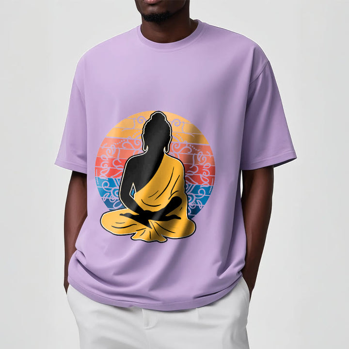 Buddha Stonesカジュアルカラフル瞑想仏陀柄コットンTシャツ - image 18