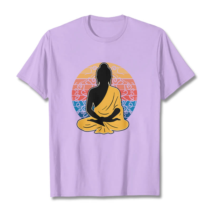 Buddha Stonesカジュアルカラフル瞑想仏陀柄コットンTシャツ - 梅 - 2XL - image 17