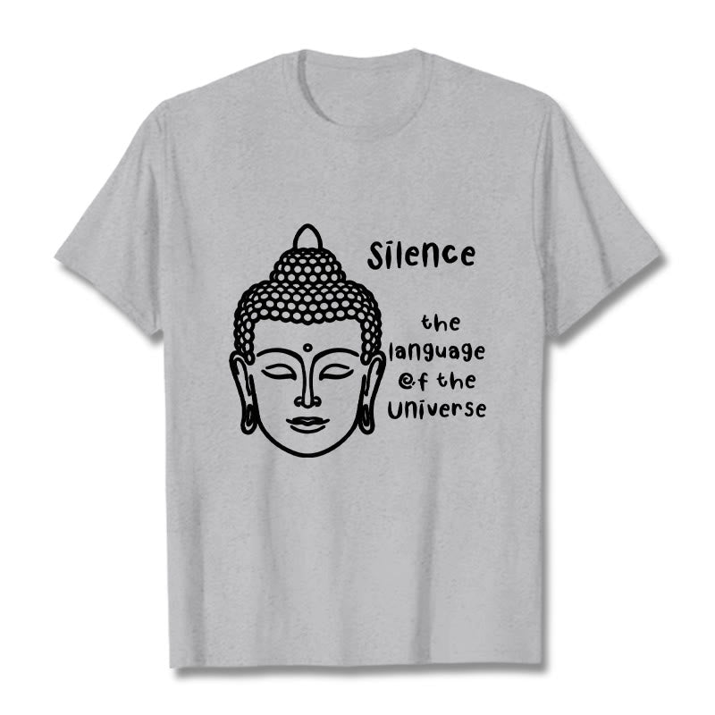 Buddha Stonesカジュアル 瞑想 仏陀頭柄 コットンTシャツ - ライトグレー - 2XL - image 20