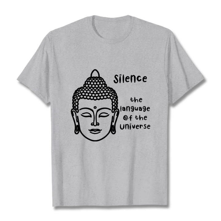 Buddha Stonesカジュアル 瞑想 仏陀頭柄 コットンTシャツ - ライトグレー - 2XL - image 20