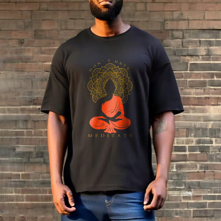 Buddha Stonesカジュアル 瞑想 仏陀 曼荼羅柄 コットンTシャツ - image 3