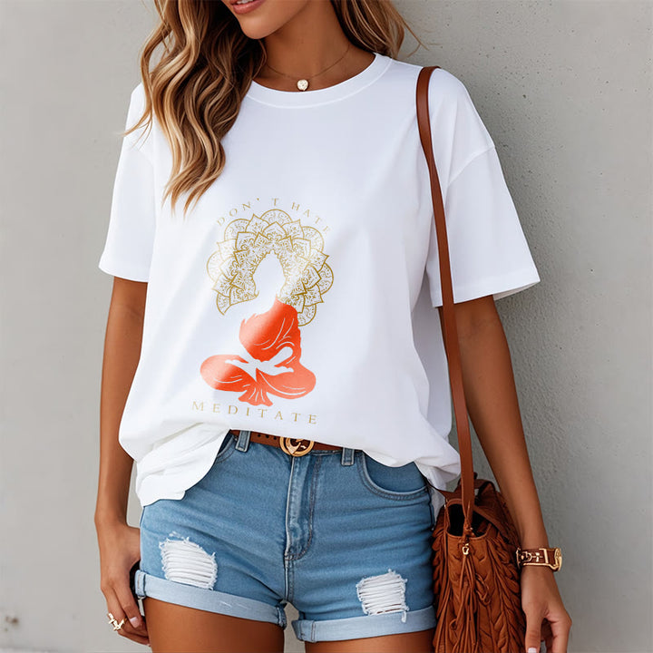 Buddha Stonesカジュアル 瞑想 仏陀 曼荼羅柄 コットンTシャツ - image 8
