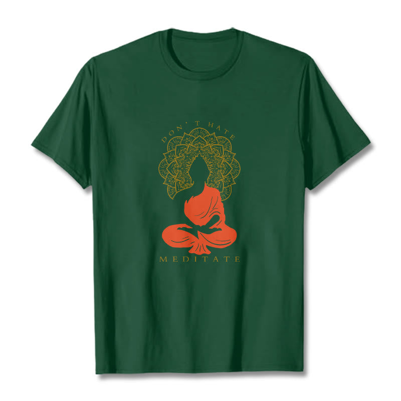 Buddha Stonesカジュアル 瞑想 仏陀 曼荼羅柄 コットンTシャツ - フォレストグリーン - 2XL - image 11