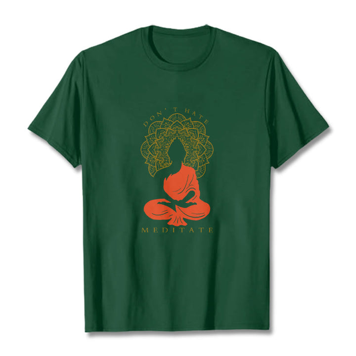 Buddha Stonesカジュアル 瞑想 仏陀 曼荼羅柄 コットンTシャツ - フォレストグリーン - 2XL - image 11