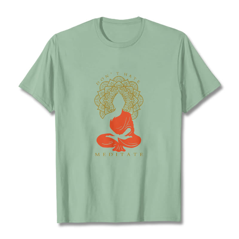 Buddha Stonesカジュアル 瞑想 仏陀 曼荼羅柄 コットンTシャツ - ペールグリーン - 2XL - image 15