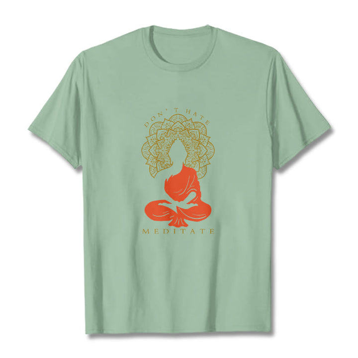 Buddha Stonesカジュアル 瞑想 仏陀 曼荼羅柄 コットンTシャツ - ペールグリーン - 2XL - image 15
