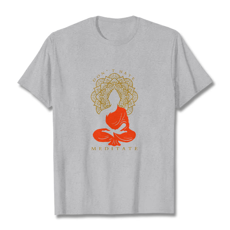 Buddha Stonesカジュアル 瞑想 仏陀 曼荼羅柄 コットンTシャツ - ライトグレー - 2XL - image 20