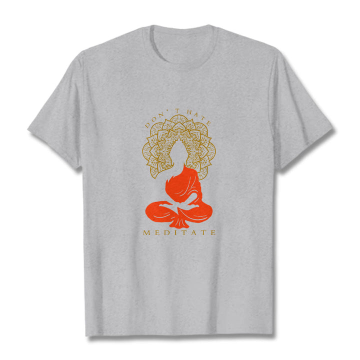 Buddha Stonesカジュアル 瞑想 仏陀 曼荼羅柄 コットンTシャツ - ライトグレー - 2XL - image 20