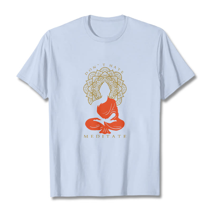 Buddha Stonesカジュアル 瞑想 仏陀 曼荼羅柄 コットンTシャツ - ライトシアン - 2XL - image 19