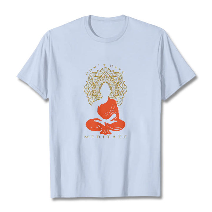 Buddha Stonesカジュアル 瞑想 仏陀 曼荼羅柄 コットンTシャツ - ライトシアン - 2XL - image 19