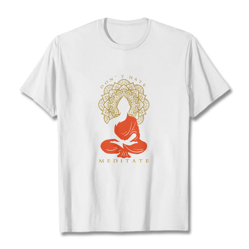 Buddha Stonesカジュアル 瞑想 仏陀 曼荼羅柄 コットンTシャツ - 白 - 2XL - image 6