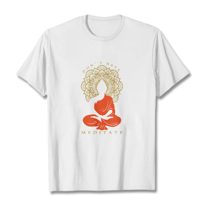 Buddha Stonesカジュアル 瞑想 仏陀 曼荼羅柄 コットンTシャツ - 白 - 2XL - image 6