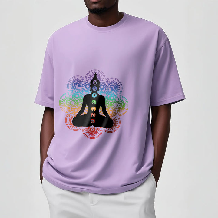 Buddha Stonesカジュアル 瞑想 人物 カラフル マンダラ柄 コットンTシャツ - image 18