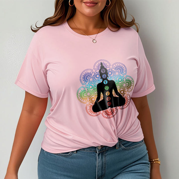 Buddha Stonesカジュアル 瞑想 人物 カラフル マンダラ柄 コットンTシャツ - image 14