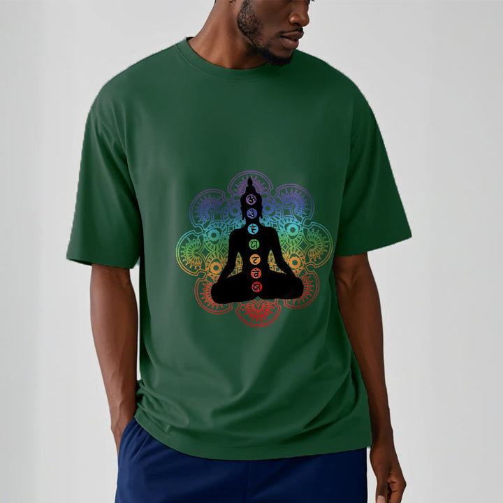 Buddha Stonesカジュアル 瞑想 人物 カラフル マンダラ柄 コットンTシャツ - image 12