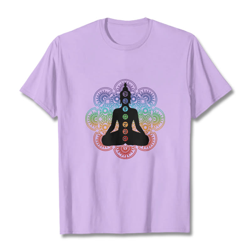 Buddha Stonesカジュアル 瞑想 人物 カラフル マンダラ柄 コットンTシャツ - 梅 - 2XL - image 17
