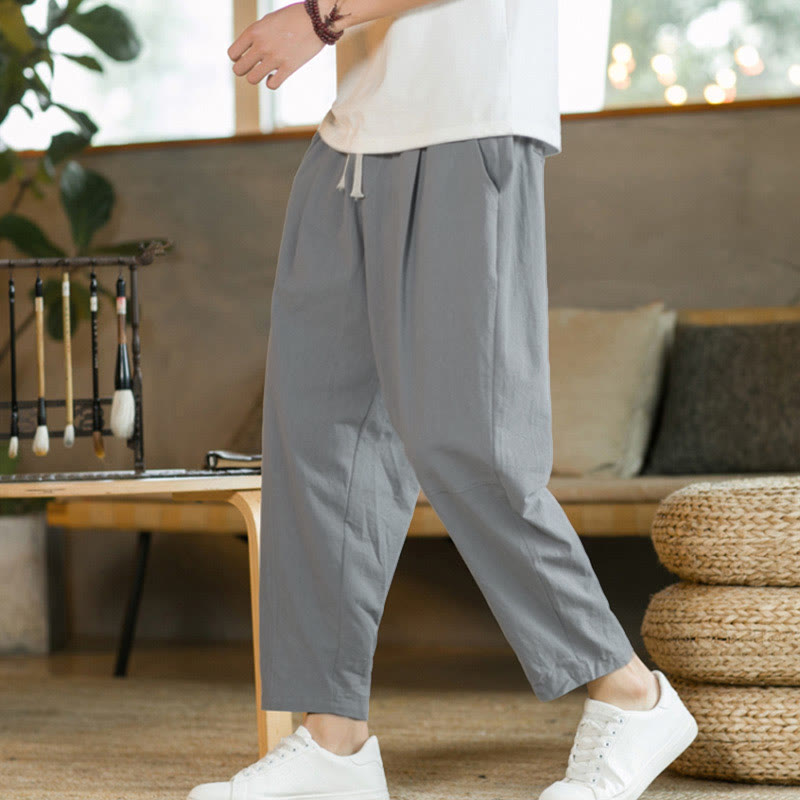 Buddha Stonesポケット付きメンズ サマーコットンパンツ - ライトグレー - US/UK/AU46、 EU56 (5XL)  - image 22