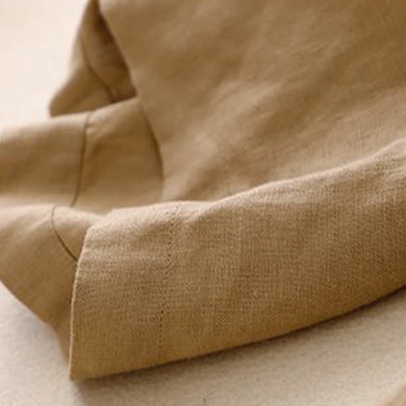 Buddha Stonesデイリー 無地 伸縮性ウエストバンド カエルボタン コットン レディース ワイドレッグパンツ ポケット付き - image 6