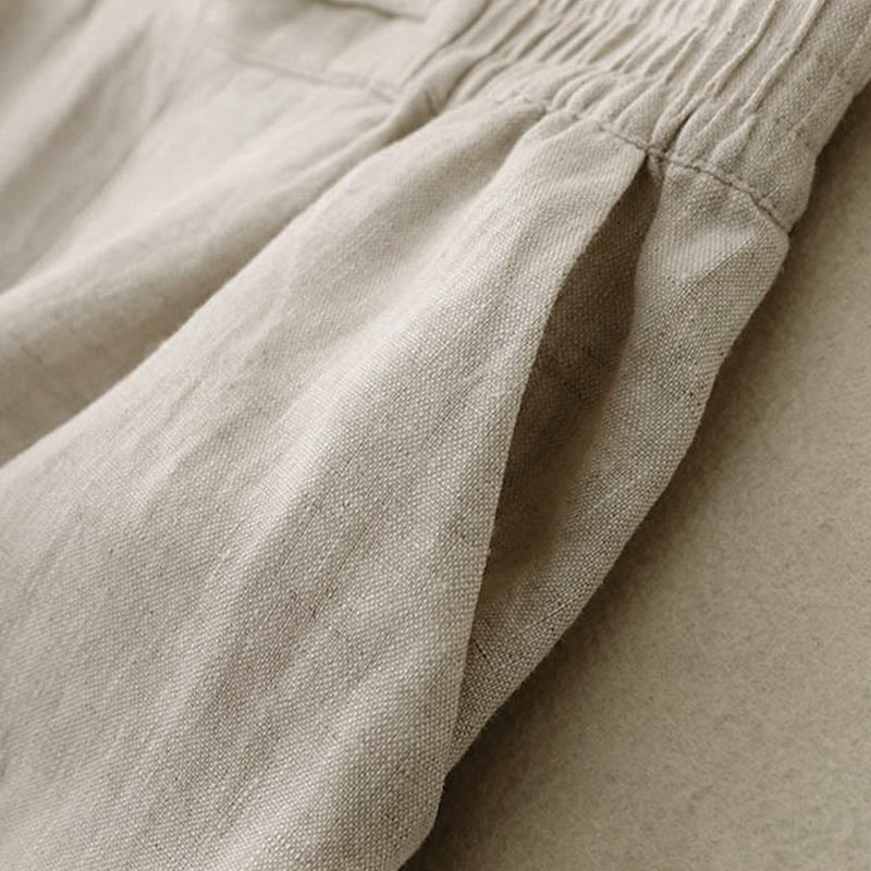 Buddha Stonesデイリー 無地 伸縮性ウエストバンド カエルボタン コットン レディース ワイドレッグパンツ ポケット付き - image 15