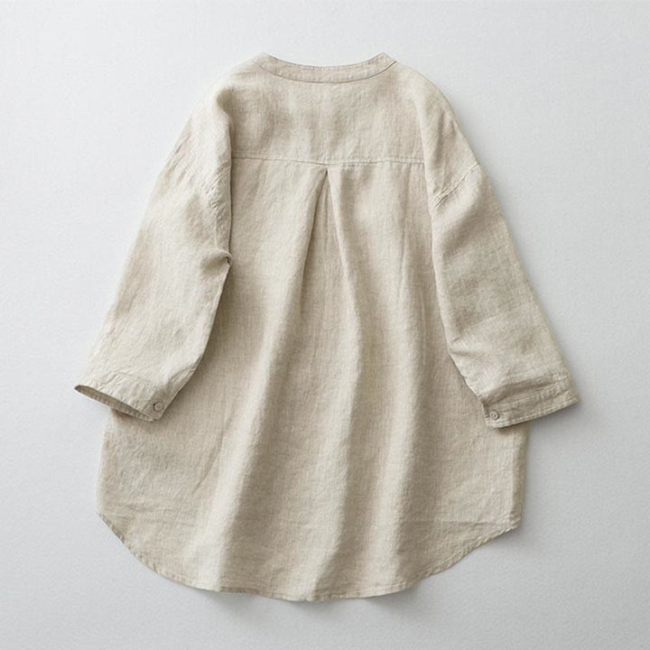 Buddha Stones無地ボタン七分袖シャツ - image 2